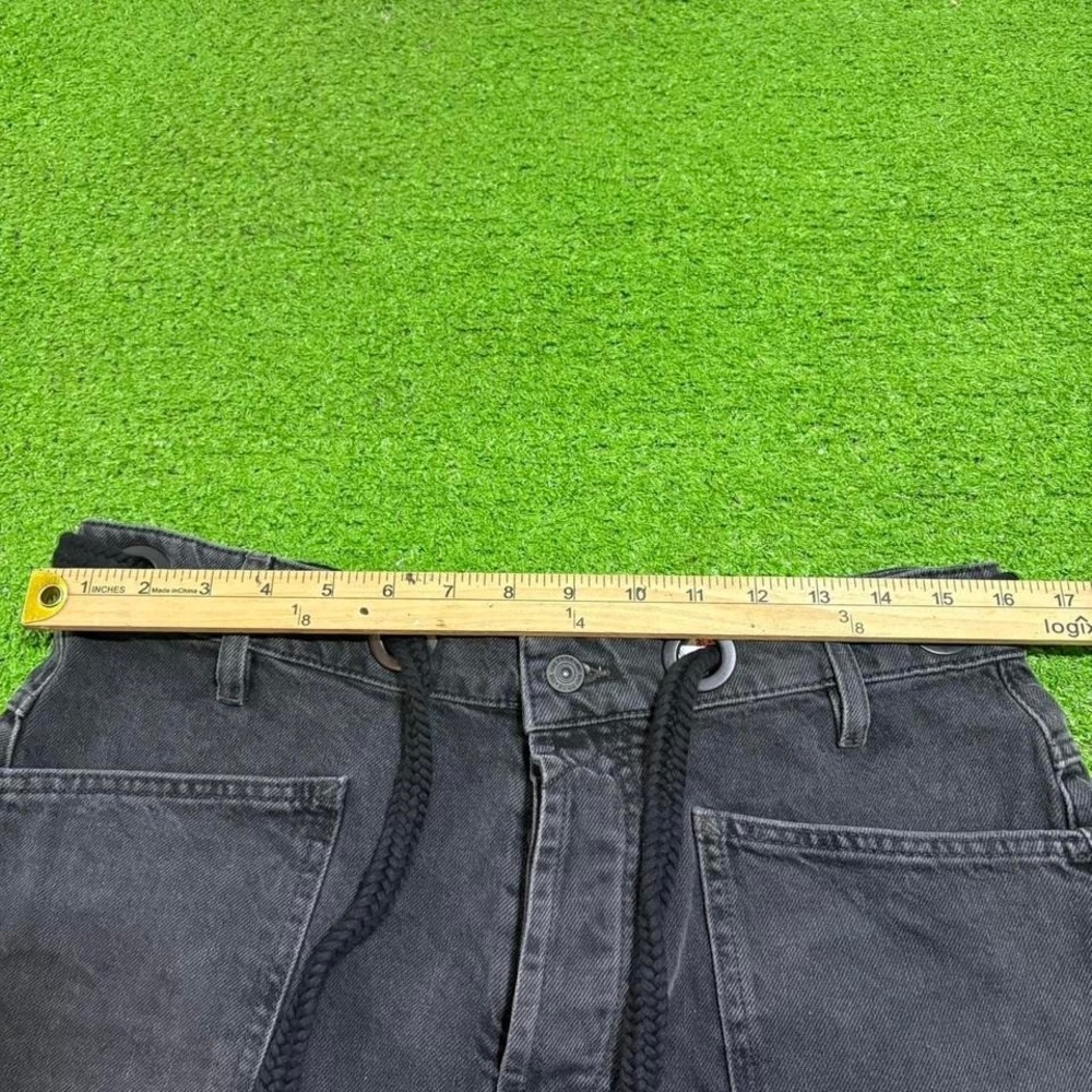 Free People We The Free Black Denim Moxie Barrel Shorts Drawstring Size 28 NEW - Picture 4 of 8